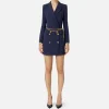 Robe manteau in crêpe stretch con cintura