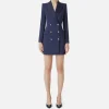 Robe manteau in crêpe stretch con revers in raso