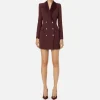 Robe manteau in crêpe stretch con revers in raso