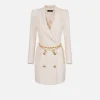 Robe manteau in crêpe stretch con cintura