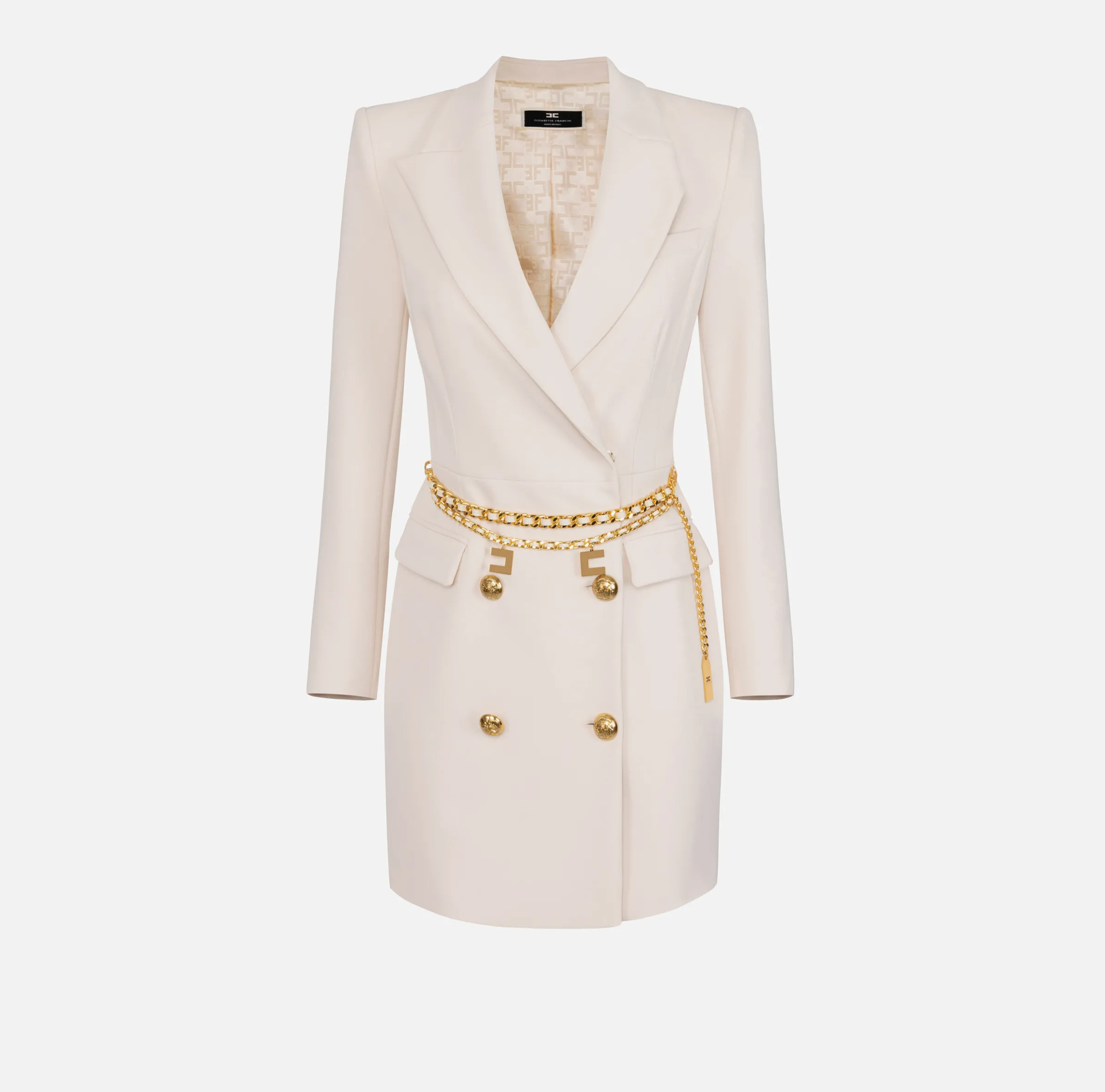 Robe manteau in crêpe stretch con cintura