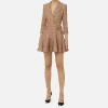 Robe manteau in crêpe stretch stampa rombo con catena