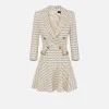 Robe manteau in crêpe stretch stampa rombo con catena