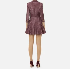 Robe manteau in crêpe stretch stampa rombo con catena