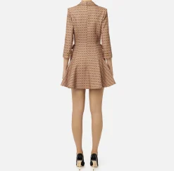 Robe manteau in crêpe stretch stampa rombo con catena
