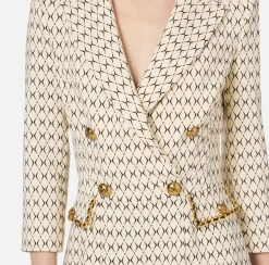 Robe manteau in crêpe stretch stampa rombo con catena