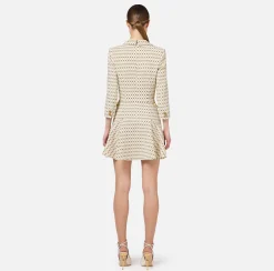 Robe manteau in crêpe stretch stampa rombo con catena