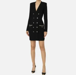 Robe manteau in lana bouclé con ricamo