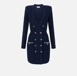 Robe manteau in lana bouclé con ricamo