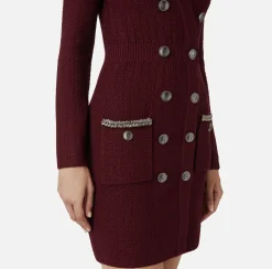 Robe manteau in lana bouclé con ricamo