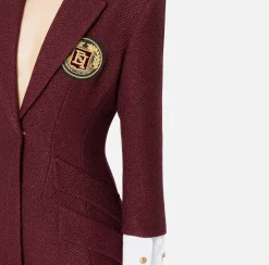 Robe manteau in tweed laminato con patch logo