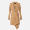 Robe-manteau doppiopetto in crêpe con ruche