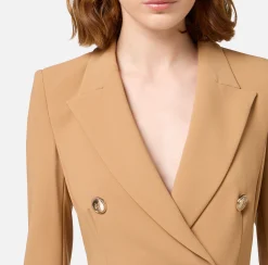 Robe-manteau doppiopetto in crêpe con ruche