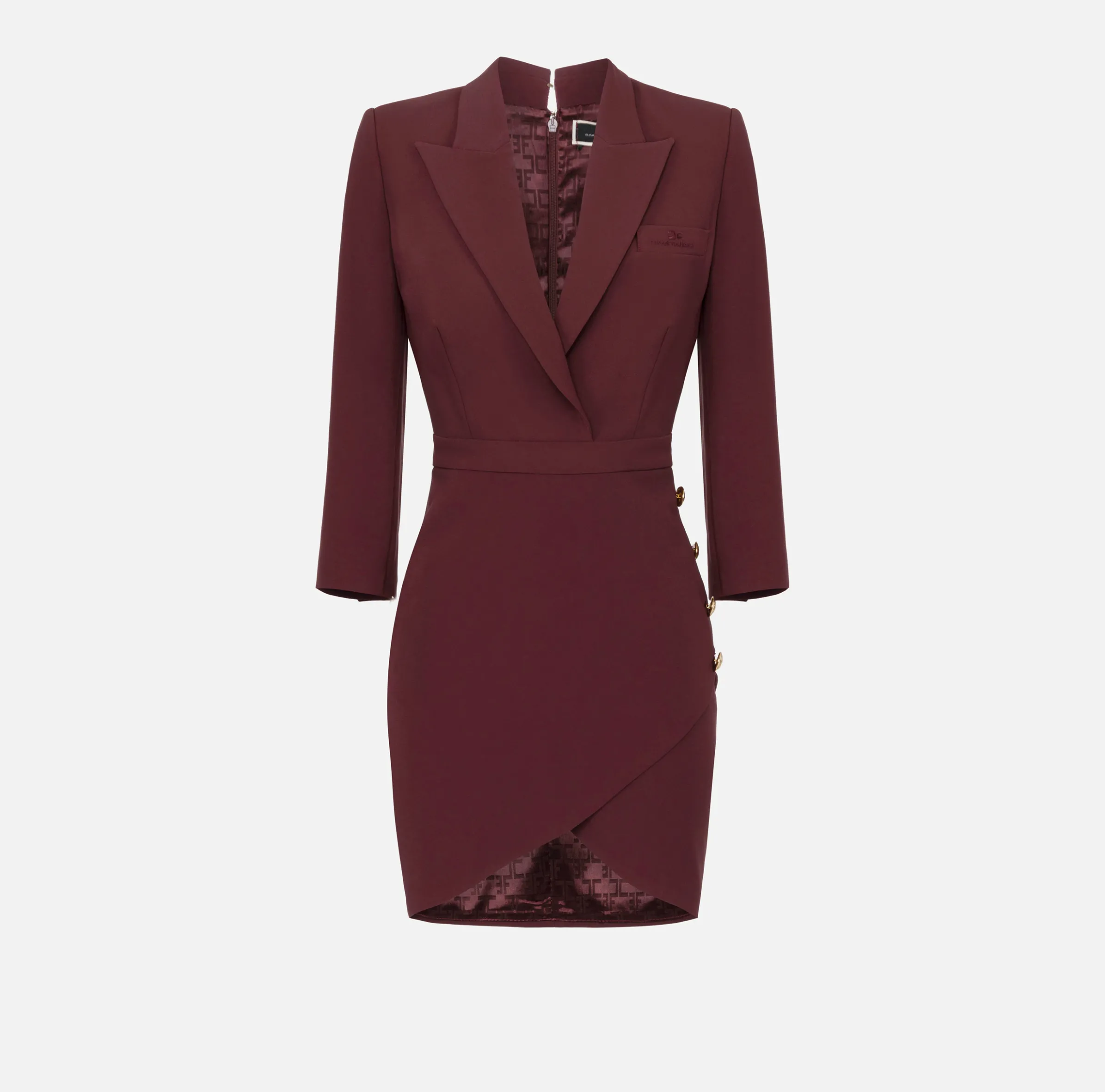 Robe-manteau in crêpe con bottoni al fianco