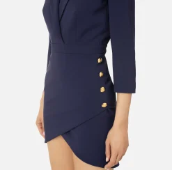 Robe-manteau in crêpe con bottoni al fianco