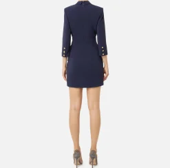 Robe-manteau in crêpe con bottoni al fianco