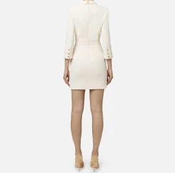 Robe-manteau in crêpe con bottoni al fianco