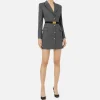 Robe-manteau in fresco lana con cintura