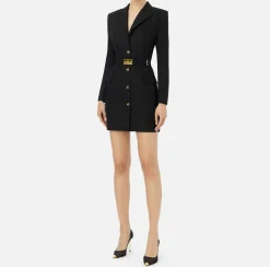 Robe-manteau in fresco lana con cintura