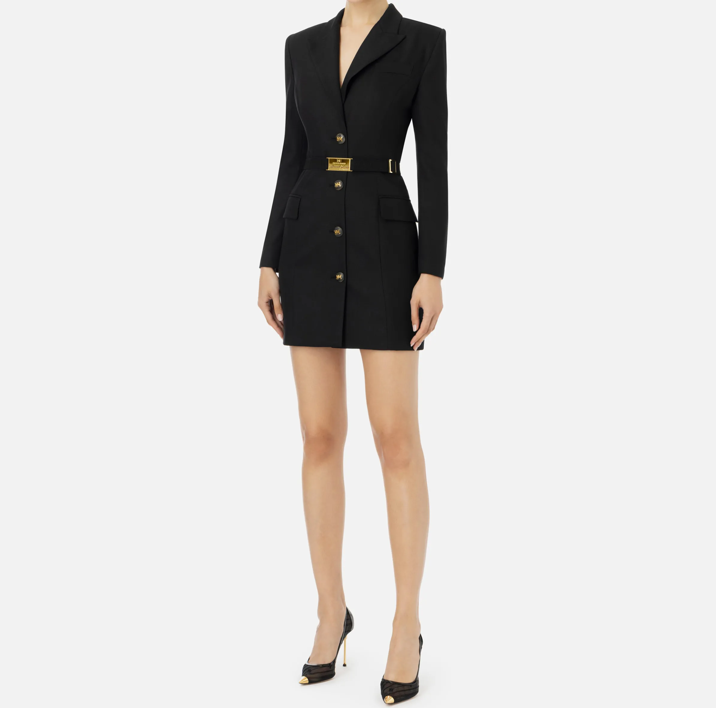 Robe-manteau in fresco lana con cintura