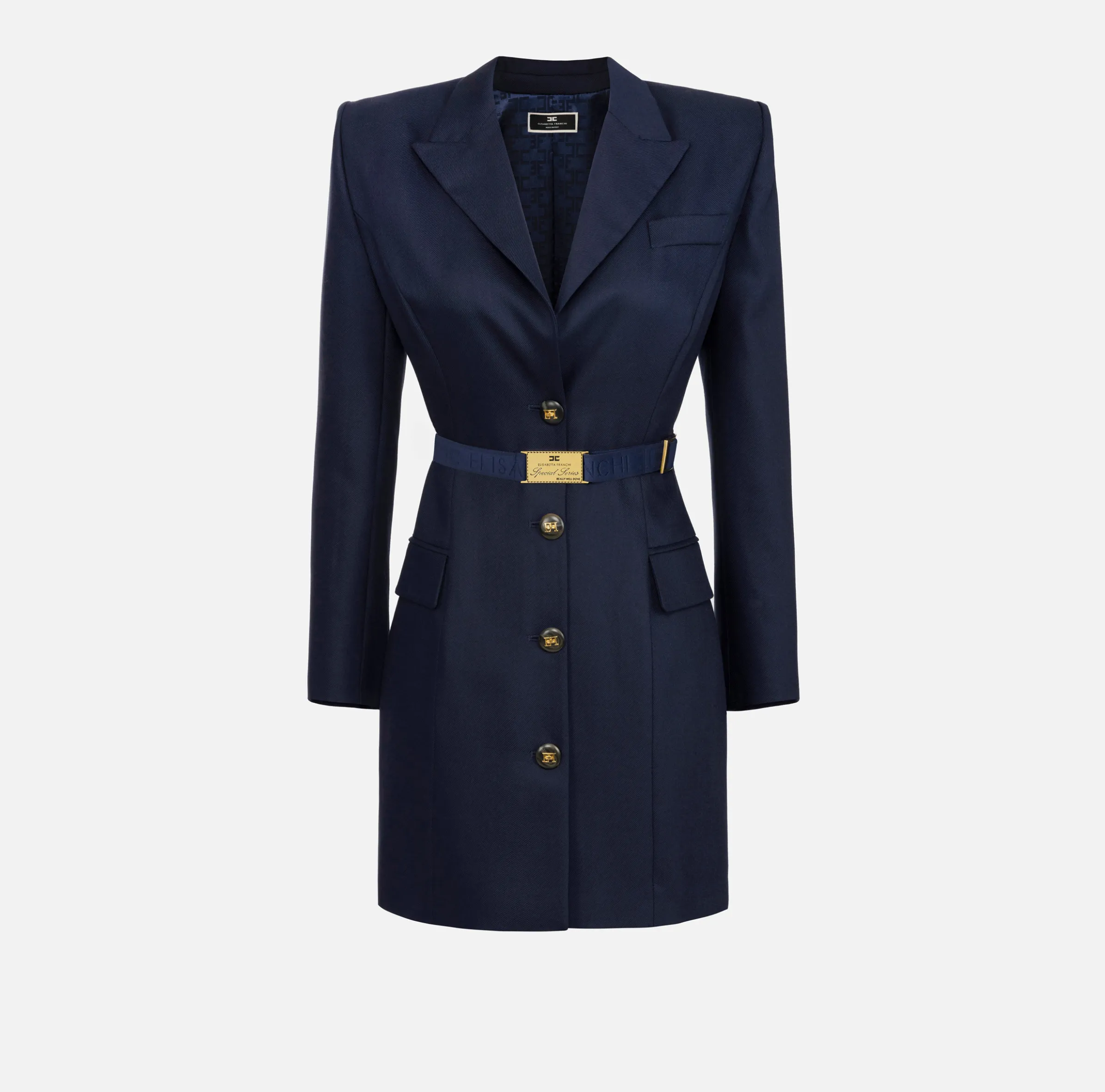 Robe-manteau in fresco lana con cintura