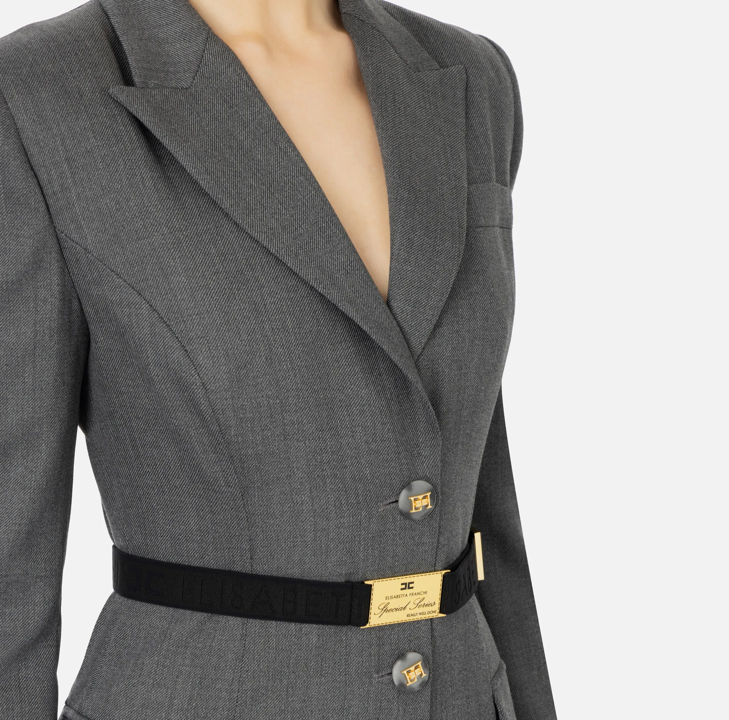 Robe-manteau in fresco lana con cintura