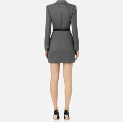 Robe-manteau in fresco lana con cintura