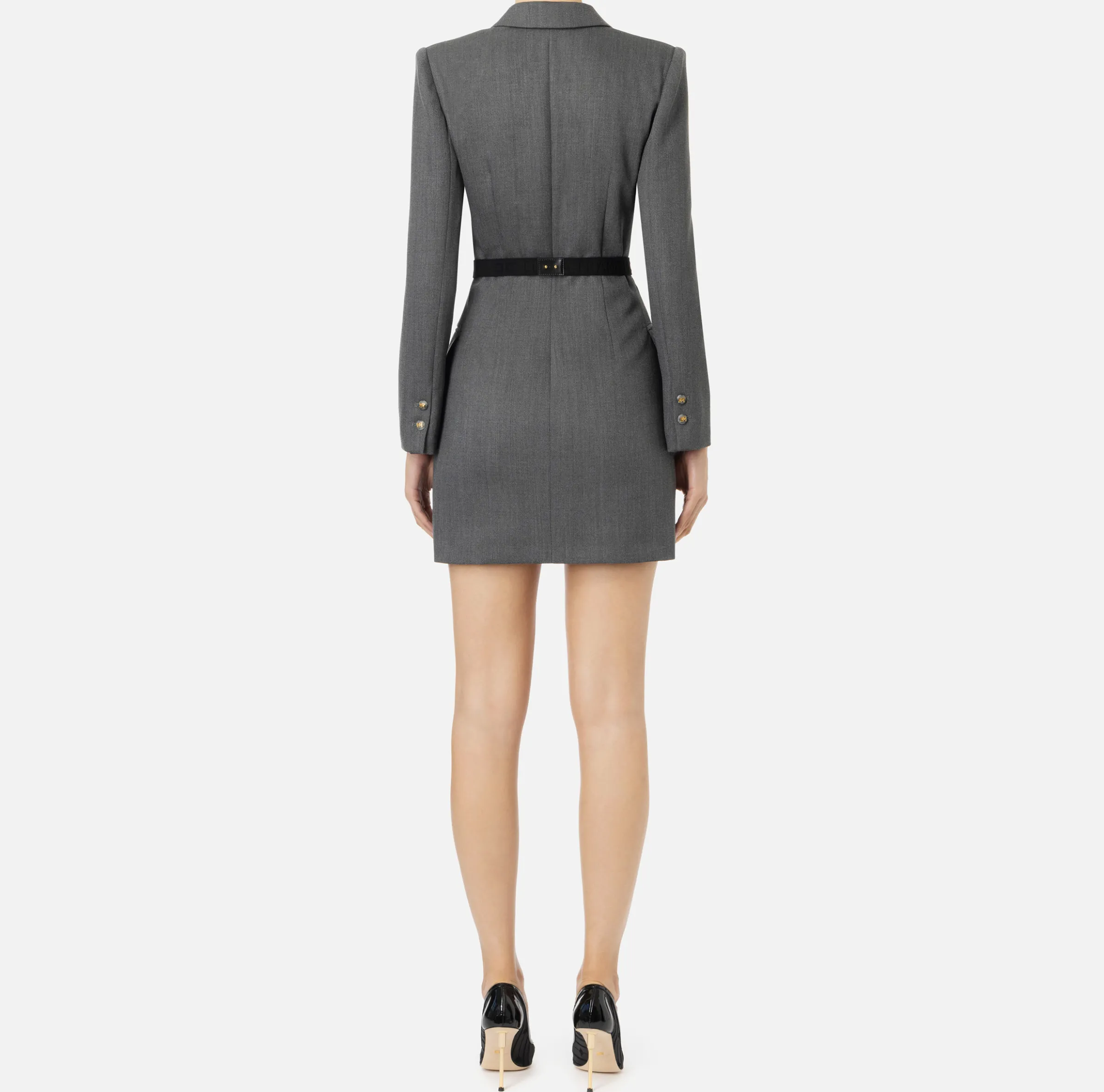 Robe-manteau in fresco lana con cintura