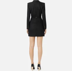 Robe-manteau in fresco lana con cintura