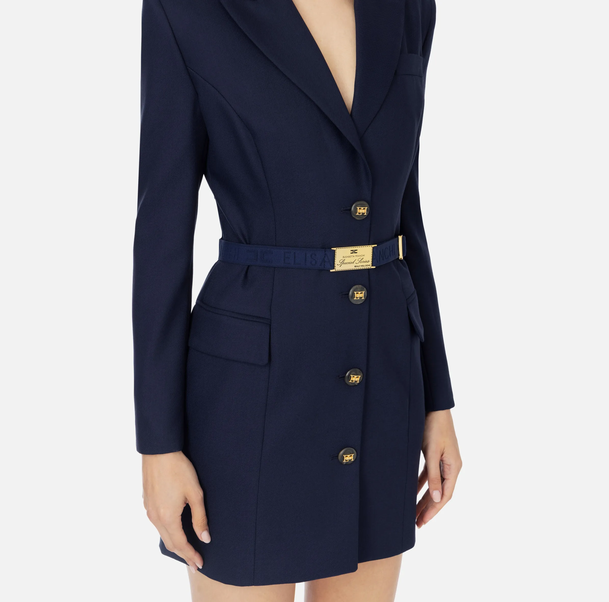 Robe-manteau in fresco lana con cintura