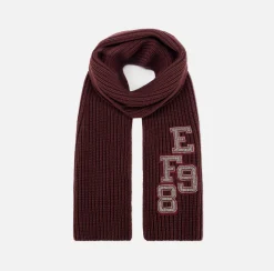Sciarpa in lana a coste con patch stile college
