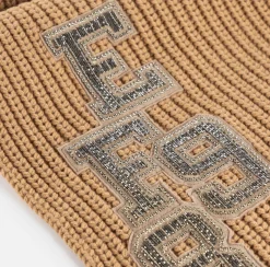 Sciarpa in lana a coste con patch stile college
