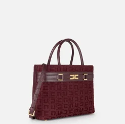Shopper grande in tessuto jacquard con morsetto