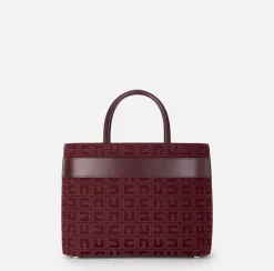 Shopper grande in tessuto jacquard con morsetto