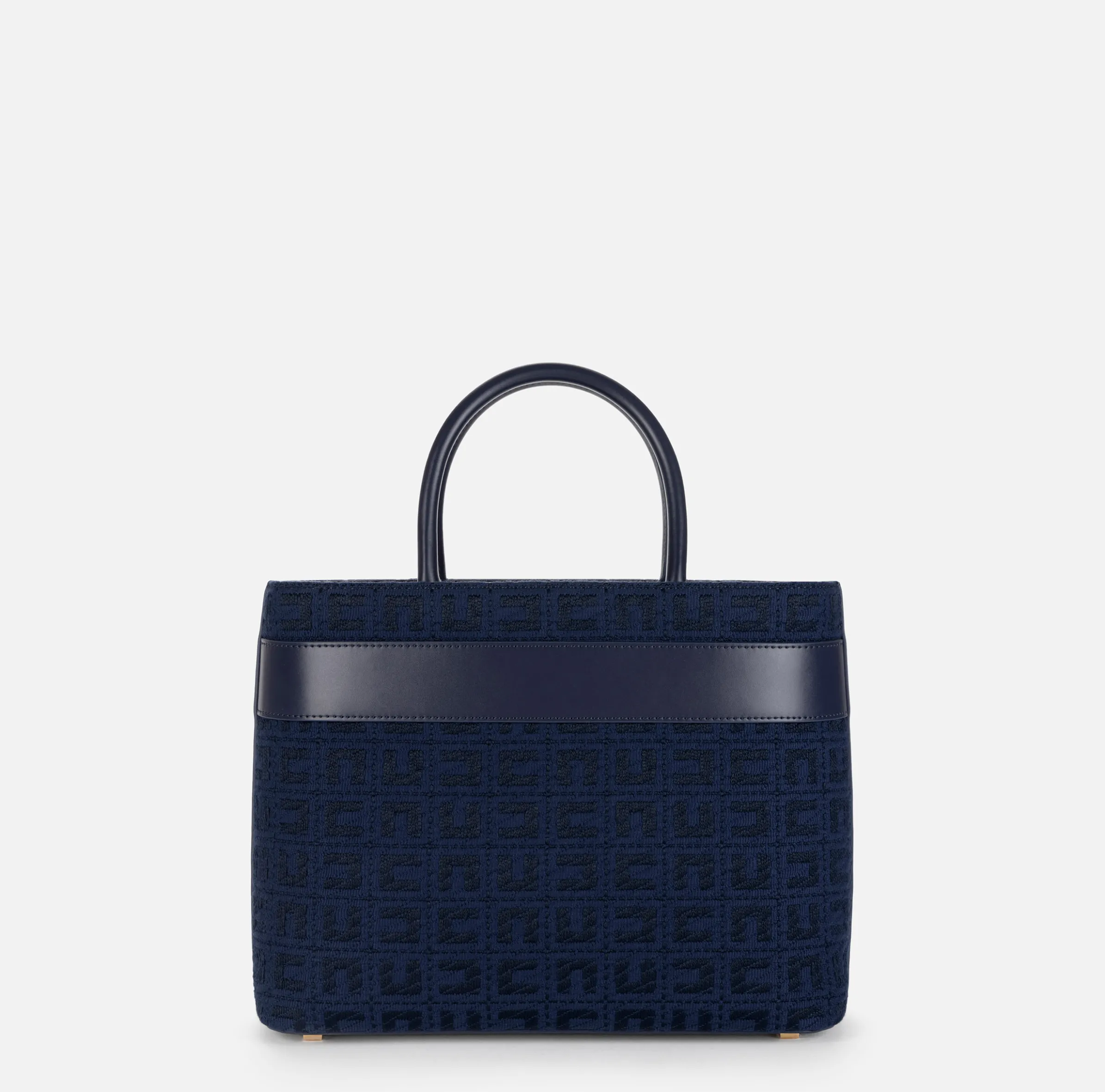 Shopper grande in tessuto jacquard con morsetto