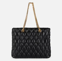 Shopper in tessuto embossed con manici in catena