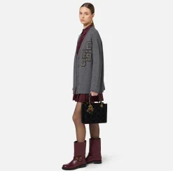 Shopper in tessuto flock con charms