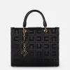 Shopper in tessuto jacquard con charms