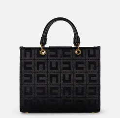 Shopper in tessuto jacquard con charms