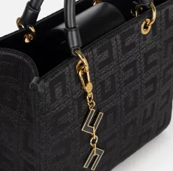 Shopper in tessuto jacquard con charms