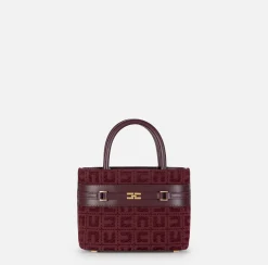 Shopper piccola in tessuto jacquard con morsetto