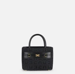 Shopper piccola in tessuto jacquard con morsetto