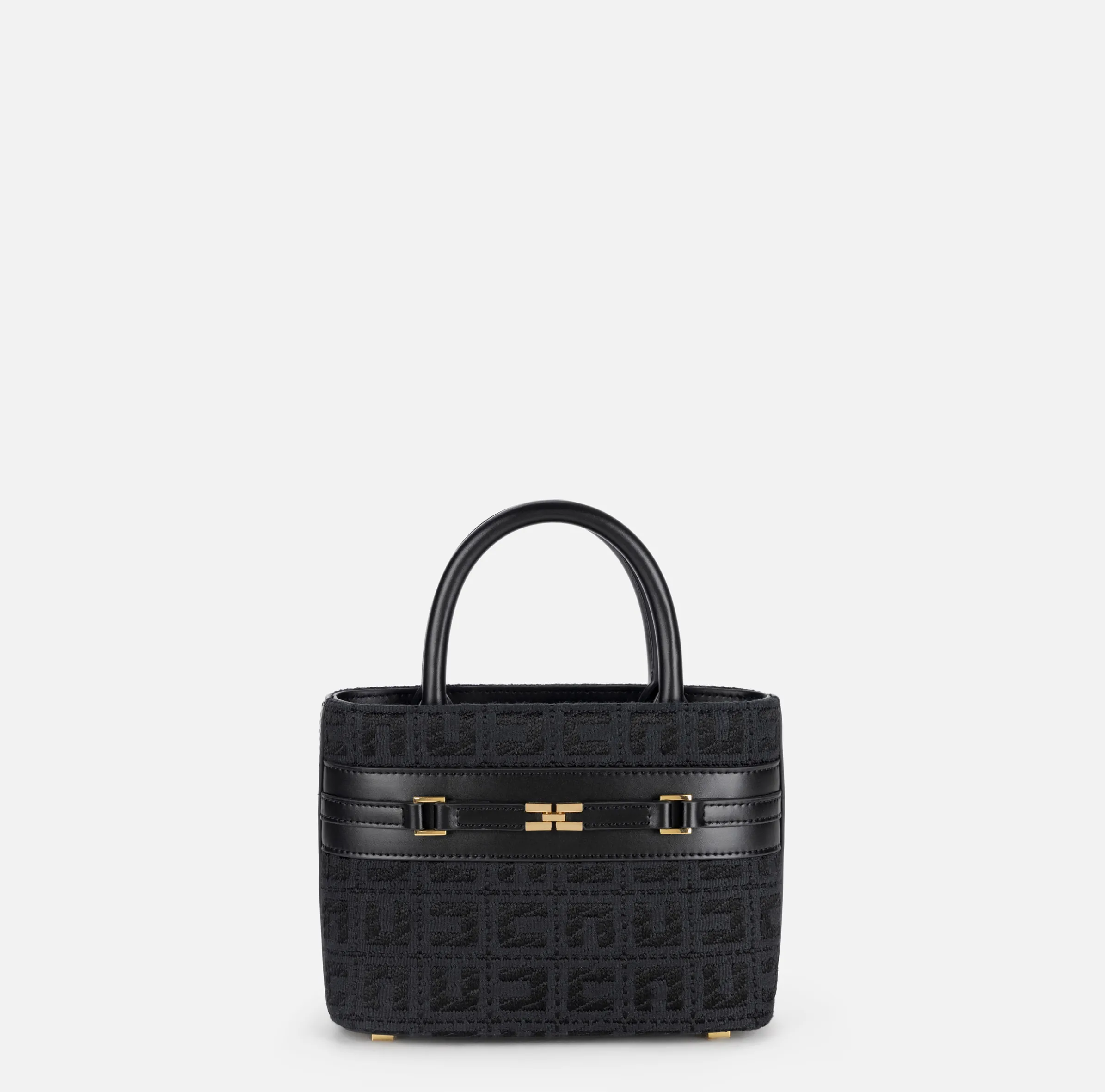 Shopper piccola in tessuto jacquard con morsetto