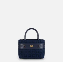 Shopper piccola in tessuto jacquard con morsetto