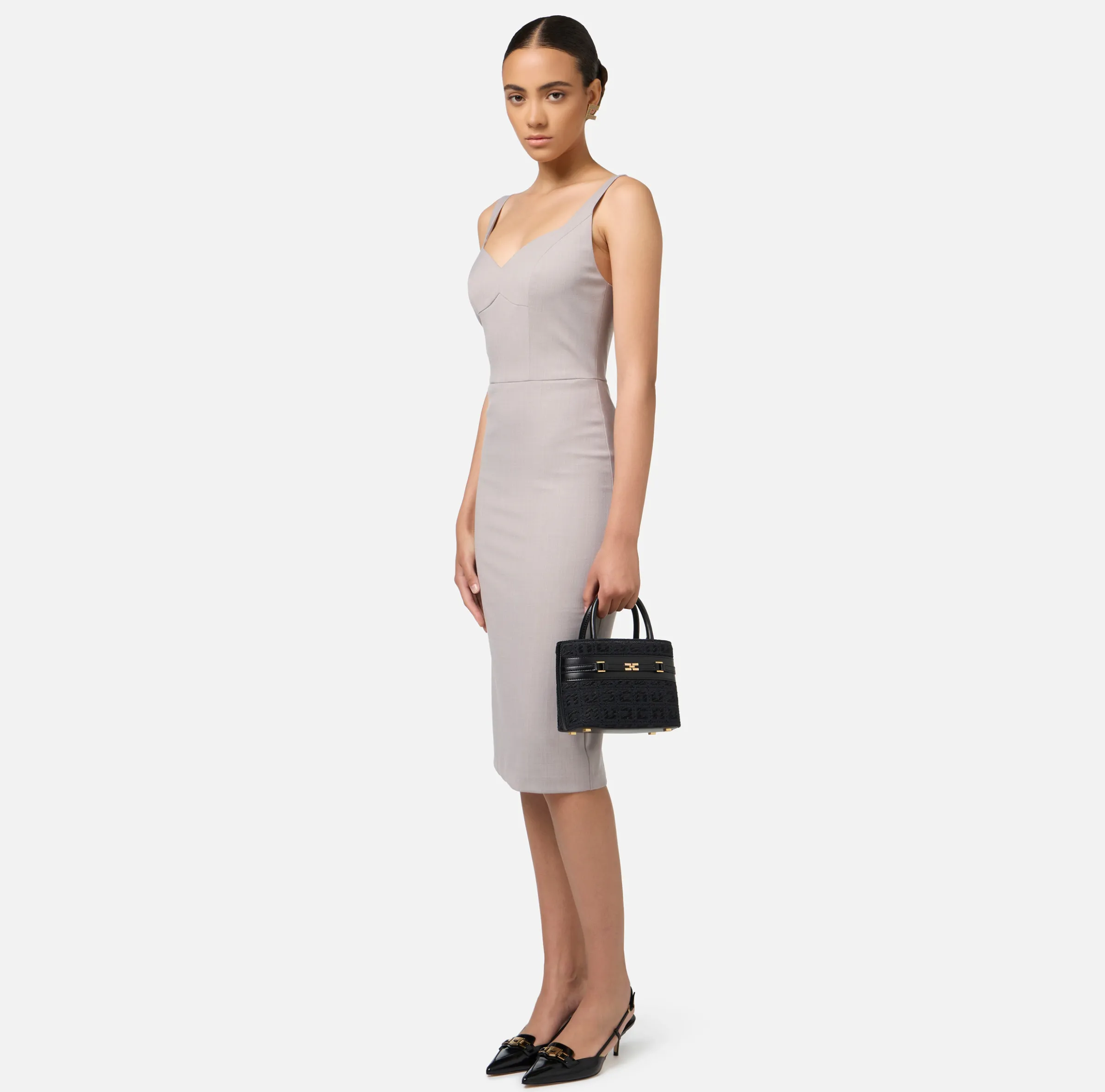 Shopper piccola in tessuto jacquard con morsetto
