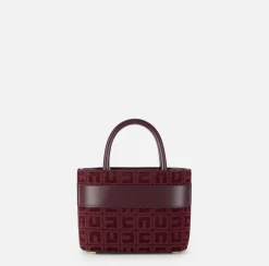 Shopper piccola in tessuto jacquard con morsetto