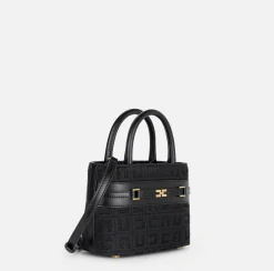Shopper piccola in tessuto jacquard con morsetto