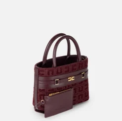 Shopper piccola in tessuto jacquard con morsetto