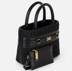 Shopper piccola in tessuto jacquard con morsetto