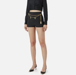 Short in crêpe stretch con cintura